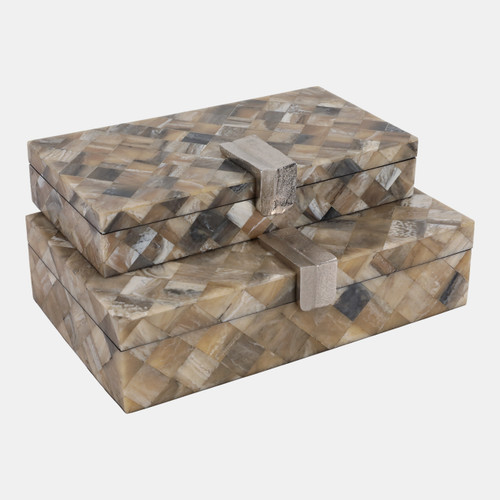 Sagebrook Home S/2 10/11" Etched Geo Cube Resin Boxes Multi Wishlist Create New