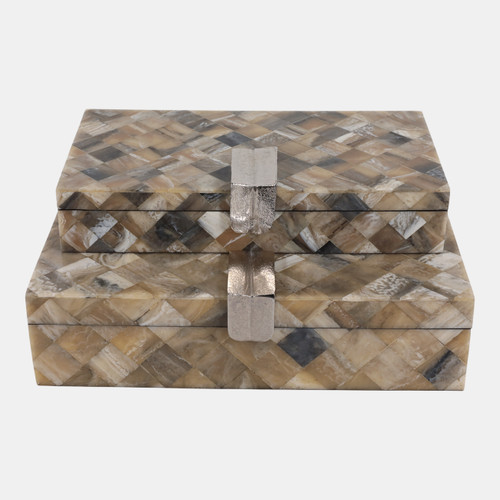 sagebrook home S/2 10/11" Etched Geo Cube Resin Boxes Multi Wishlist Create New