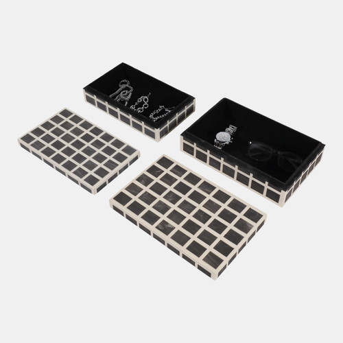 Sagebrook Home S/2 10/11" Etched Squares Resin Boxes Ivory/brown Wishlist Create New