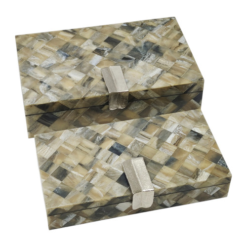 Sagebrook Home S/2 10/11" Marbled Resin Boxes Taupe/silver Wishlist Create New