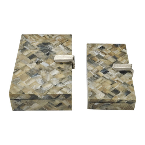 Sagebrook Home S/2 10/11" Marbled Resin Boxes Taupe/silver Wishlist Create New