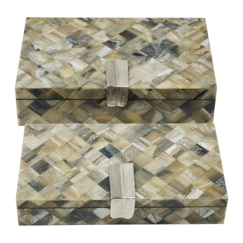 sagebrook home S/2 10/11" Marbled Resin Boxes Taupe/silver Wishlist Create New