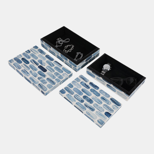 Sagebrook Home S/2 10/11" Oval Print Resin Boxes Blue/white Wishlist Create New