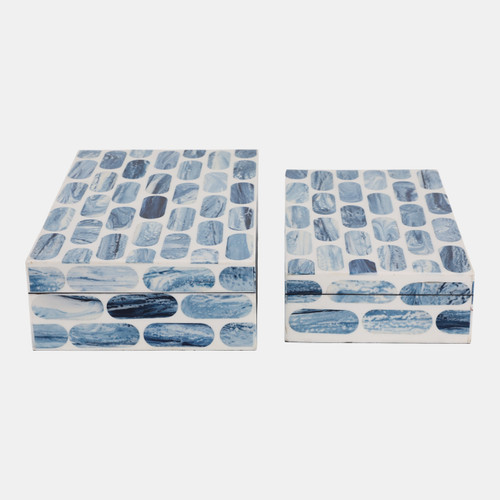 Sagebrook Home S/2 10/11" Oval Print Resin Boxes Blue/white Wishlist Create New