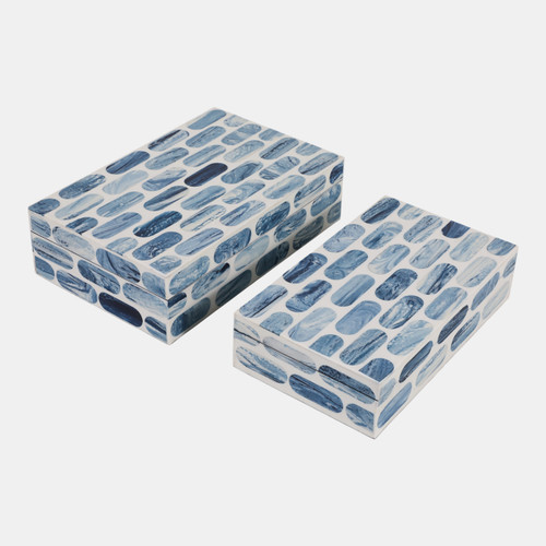 sagebrook home S/2 10/11" Oval Print Resin Boxes Blue/white Wishlist Create New