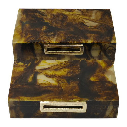 Sagebrook Home S/2 10/11" Tortoise Look Boxes W/ Hardware Brown/ Wishlist Create New