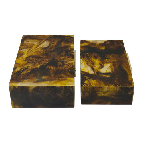 Sagebrook Home S/2 10/11" Tortoise Look Boxes W/ Hardware Brown/ Wishlist Create New