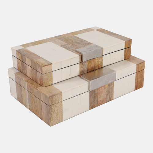 Sagebrook Home S/2 10/11" Wood & Resin Inlay Boxes W/ Hardware B Wishlist Create New