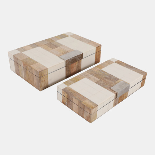 Sagebrook Home S/2 10/11" Wood & Resin Inlay Boxes W/ Hardware B Wishlist Create New