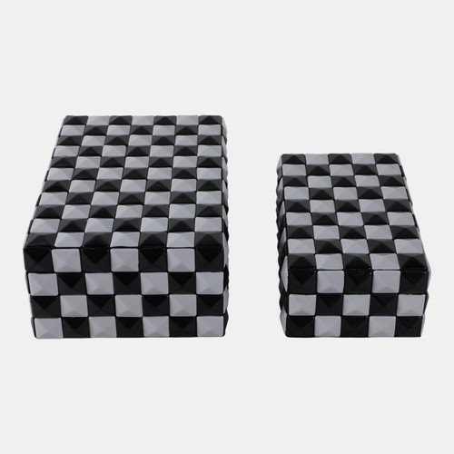 Sagebrook Home S/2 10/12" 3d Checkerboard Boxes Black/white Wishlist Create New