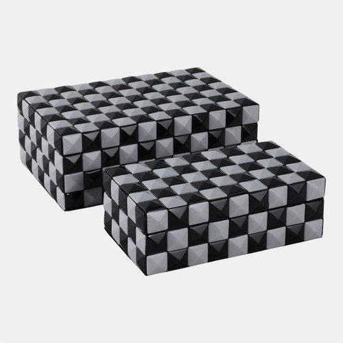 sagebrook home S/2 10/12" 3d Checkerboard Boxes Black/white Wishlist Create New