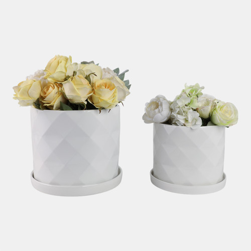 Sagebrook Home S/2 10/12" Geo Planter White Wishlist Create New