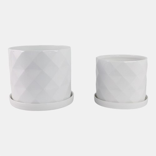 Sagebrook Home S/2 10/12" Geo Planter White Wishlist Create New