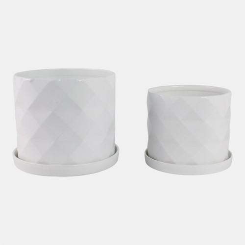 Sagebrook Home S/2 10/12" Geo Planter White Wishlist Create New