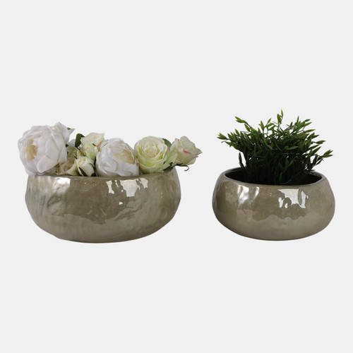 Sagebrook Home S/2 10/12" Iridescent Bowl Planters Green Wishlist Create New
