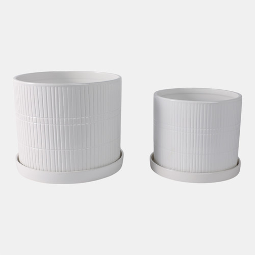 sagebrook home S/2 10/12" Line Textured Planter White Wishlist Create New
