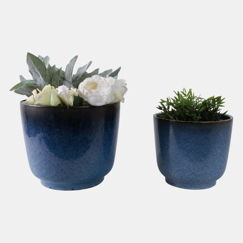 Sagebrook Home S/2 10/12" Reactive Glazed Planters Blue Wishlist Create New