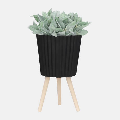 Sagebrook Home S/2 10/12" Ridged Planter W/ Wood Legs Black (kd) Wishlist Create New