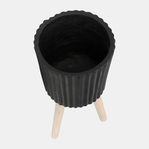 Sagebrook Home S/2 10/12" Ridged Planter W/ Wood Legs Black (kd) Wishlist Create New