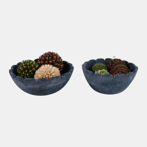 Sagebrook Home S/2 10/12" Scallop Edge Terracotta Bowls Blue Wishlist Create New