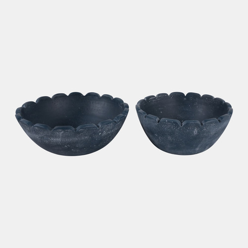 sagebrook home S/2 10/12" Scallop Edge Terracotta Bowls Blue Wishlist Create New