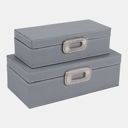 Sagebrook Home S/2 10/12" Shagreen Boxes W/ Hardware Blue/silver Wishlist Create New