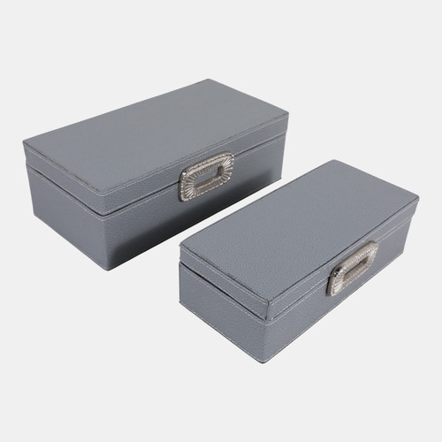 Sagebrook Home S/2 10/12" Shagreen Boxes W/ Hardware Blue/silver Wishlist Create New