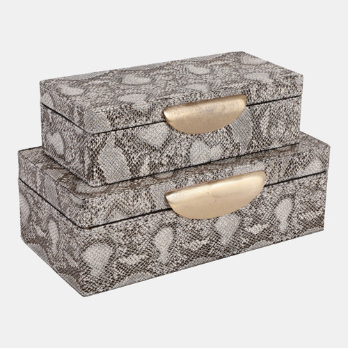 Sagebrook Home S/2 10/12" Shimmer Snakeskin Boxes W/ Hardware Go Wishlist Create New