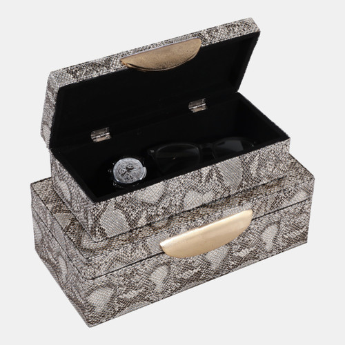 Sagebrook Home S/2 10/12" Shimmer Snakeskin Boxes W/ Hardware Go Wishlist Create New