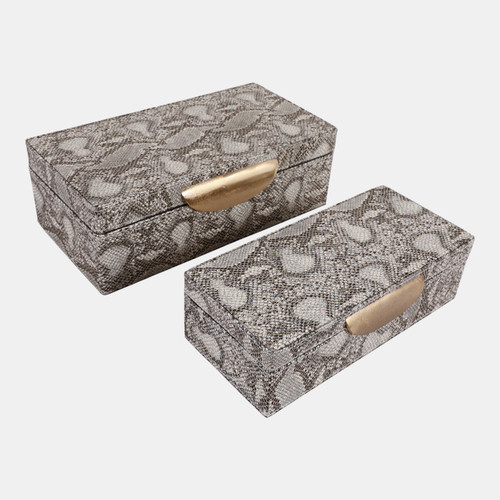 Sagebrook Home S/2 10/12" Shimmer Snakeskin Boxes W/ Hardware Go Wishlist Create New