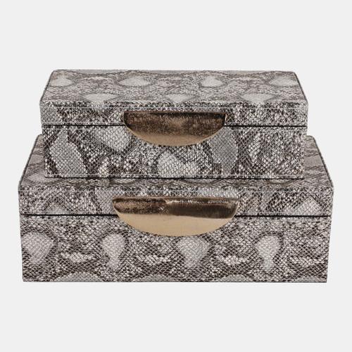 sagebrook home S/2 10/12" Shimmer Snakeskin Boxes W/ Hardware Go Wishlist Create New