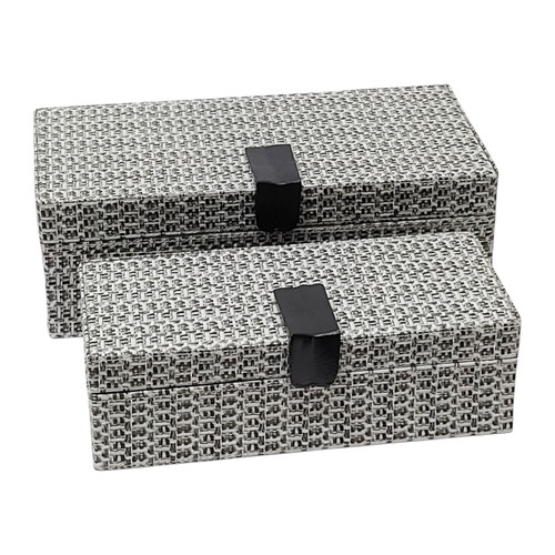 sagebrook home S/2 10/12" Snakeskin Boxes W/ Hardware Black Wishlist Create New