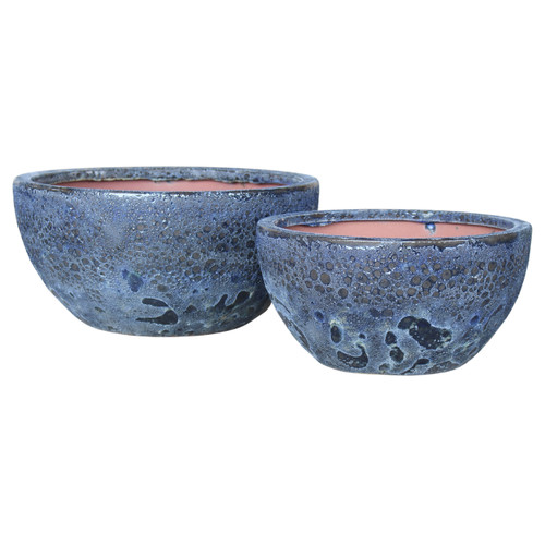 Sagebrook Home S/2 10/13" Lava Bowl Planters Blue Wishlist Create New