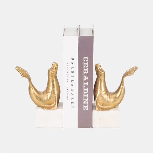 Sagebrook Home S/2 10" Sea Lion Bookends Gold Wishlist Create New