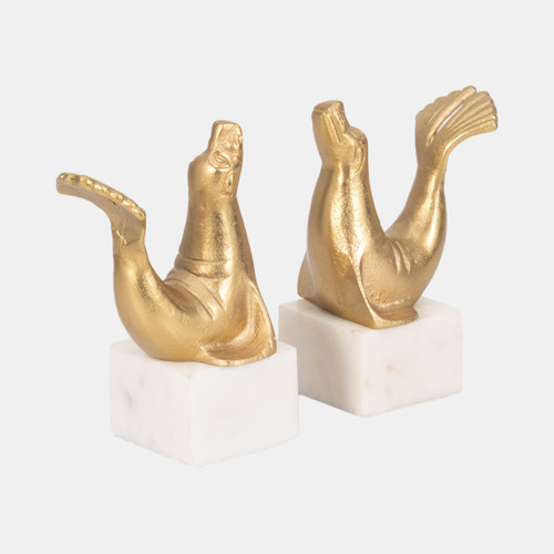 Sagebrook Home S/2 10" Sea Lion Bookends Gold Wishlist Create New