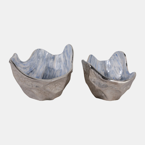 Sagebrook Home S/2 11/13" Abstract Bowls W/ Light Blue Enamel Si Wishlist Create New