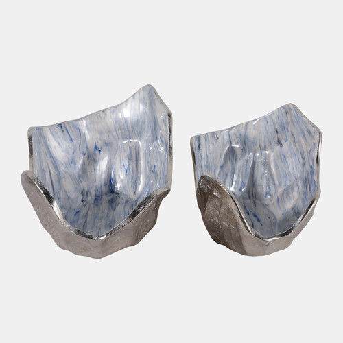 Sagebrook Home S/2 11/13" Abstract Bowls W/ Light Blue Enamel Si Wishlist Create New