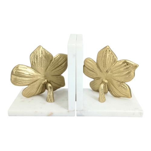 Sagebrook Home S/2 11" Flower W/ Acrylic Orb Bookends Gold/white Wishlist Create New