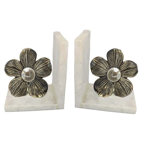 sagebrook home S/2 11" Flower W/ Acrylic Orb Bookends Gold/white Wishlist Create New