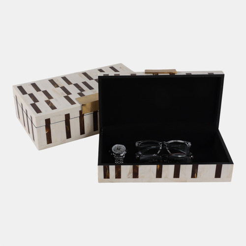 Sagebrook Home S/2 12/14" Boxes With Hardware Brown/ivory Wishlist Create New