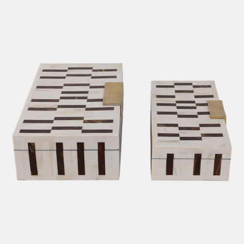 Sagebrook Home S/2 12/14" Boxes With Hardware Brown/ivory Wishlist Create New