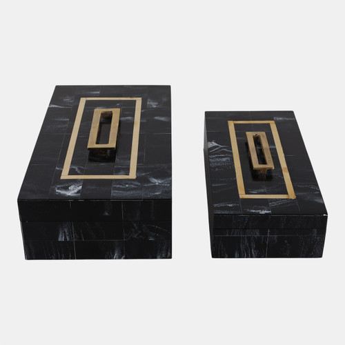 Sagebrook Home S/2 12/14" Brass Inlay Boxes With Hardware Black Wishlist Create New