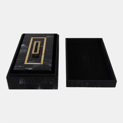 Sagebrook Home S/2 12/14" Brass Inlay Boxes With Hardware Black Wishlist Create New