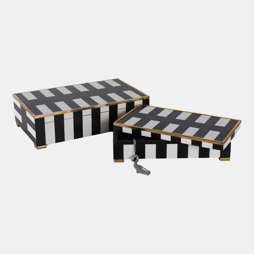 Sagebrook Home S/2 12/14" Gold Footed Boxes Black/white Wishlist Create New