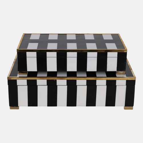 Sagebrook Home S/2 12/14" Gold Footed Boxes Black/white Wishlist Create New