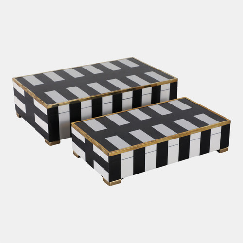 sagebrook home S/2 12/14" Gold Footed Boxes Black/white Wishlist Create New