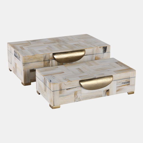 sagebrook home S/2 12/14" Marbled Resin Footed Boxes Tan Multi Wishlist Create New