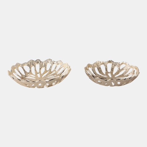 Sagebrook Home S/2 12/14" Metal Cut-out Flower Bowls Gold Wishlist Create New
