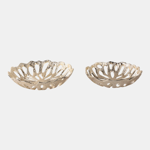 Sagebrook Home S/2 12/14" Metal Cut-out Flower Bowls Gold Wishlist Create New