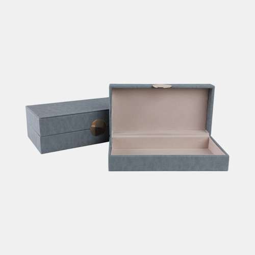 Sagebrook Home S/2 12/14" Rectangular Faux Leather Boxes Blue Wishlist Create New